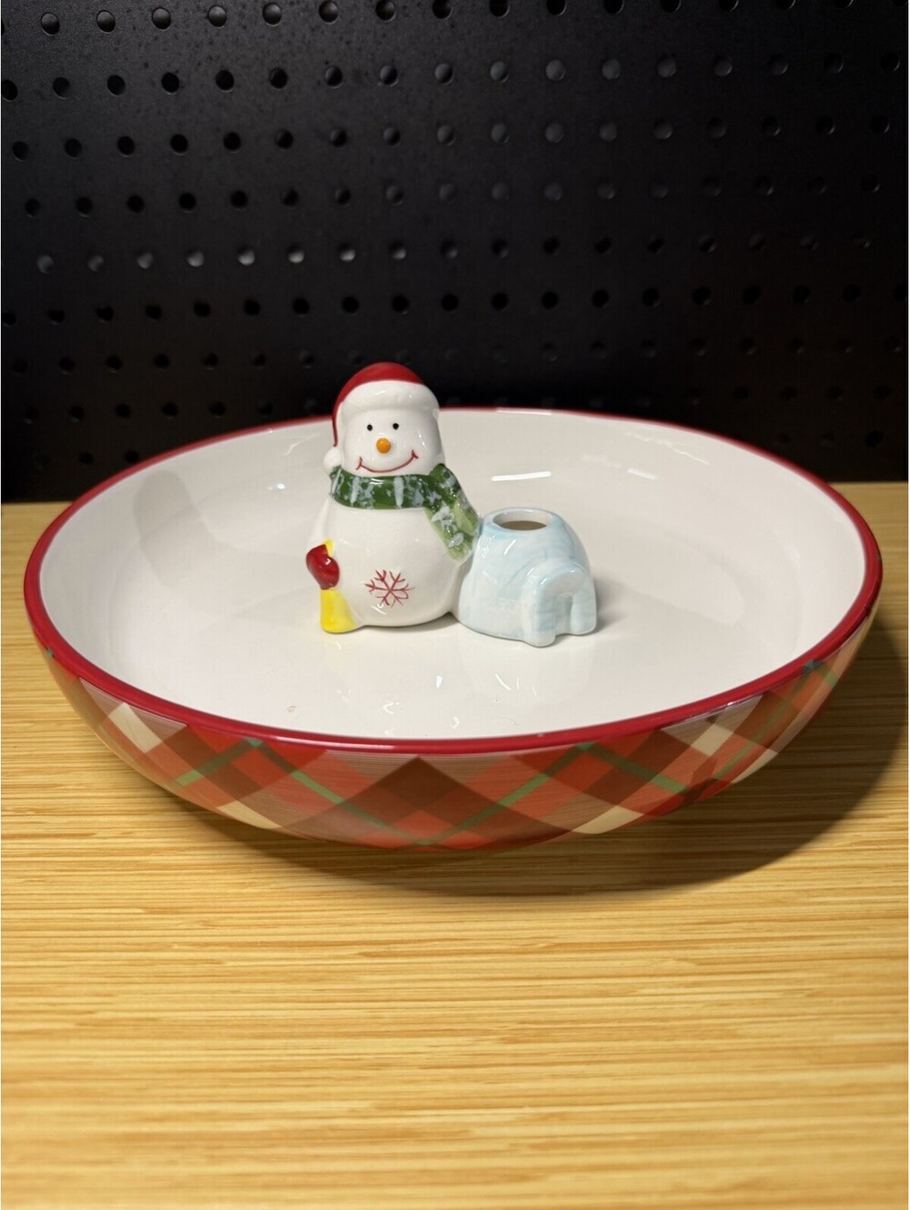 10 Strawberry St Snowman Igloo Cupboard Christmas Party Bowl w/ Toothpick Holder